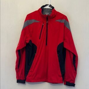Antigua red black quarter zip pullover jacket Size M EUC